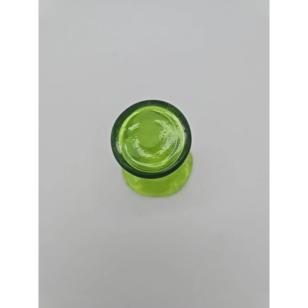 Vintage Green Crackle Glass Wavy Rim Vase